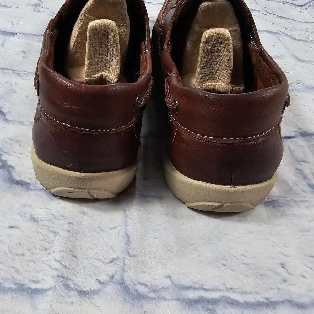 SAS Decksider Boat Shoes Mens 11 Brown Leather Lace Up Tripad Comfort USA